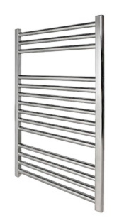 Revive Towel Rail 400 x 800 Chrome Flat Including Solid Chrome Valves